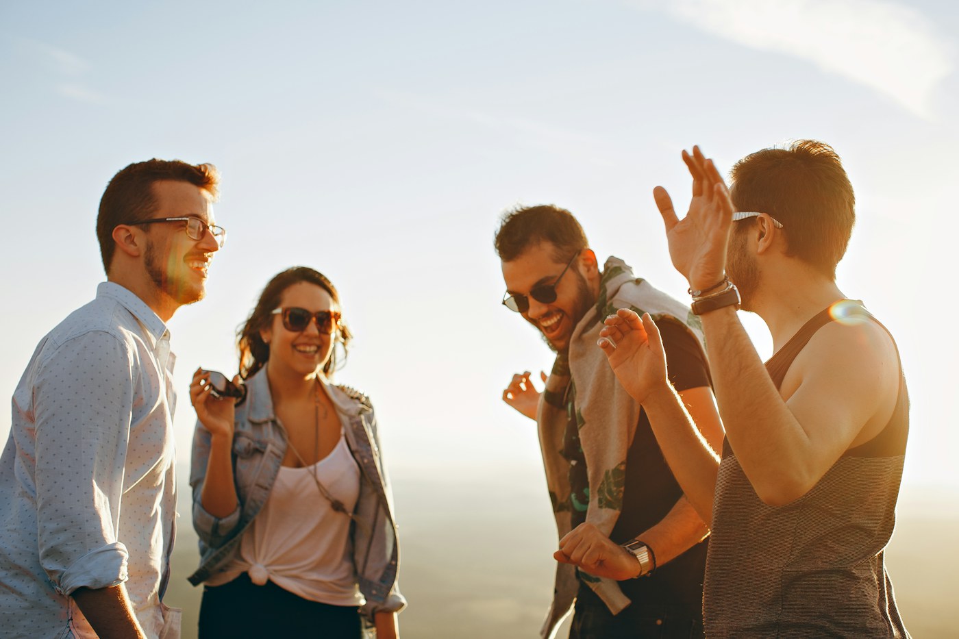 People talking outdoors
