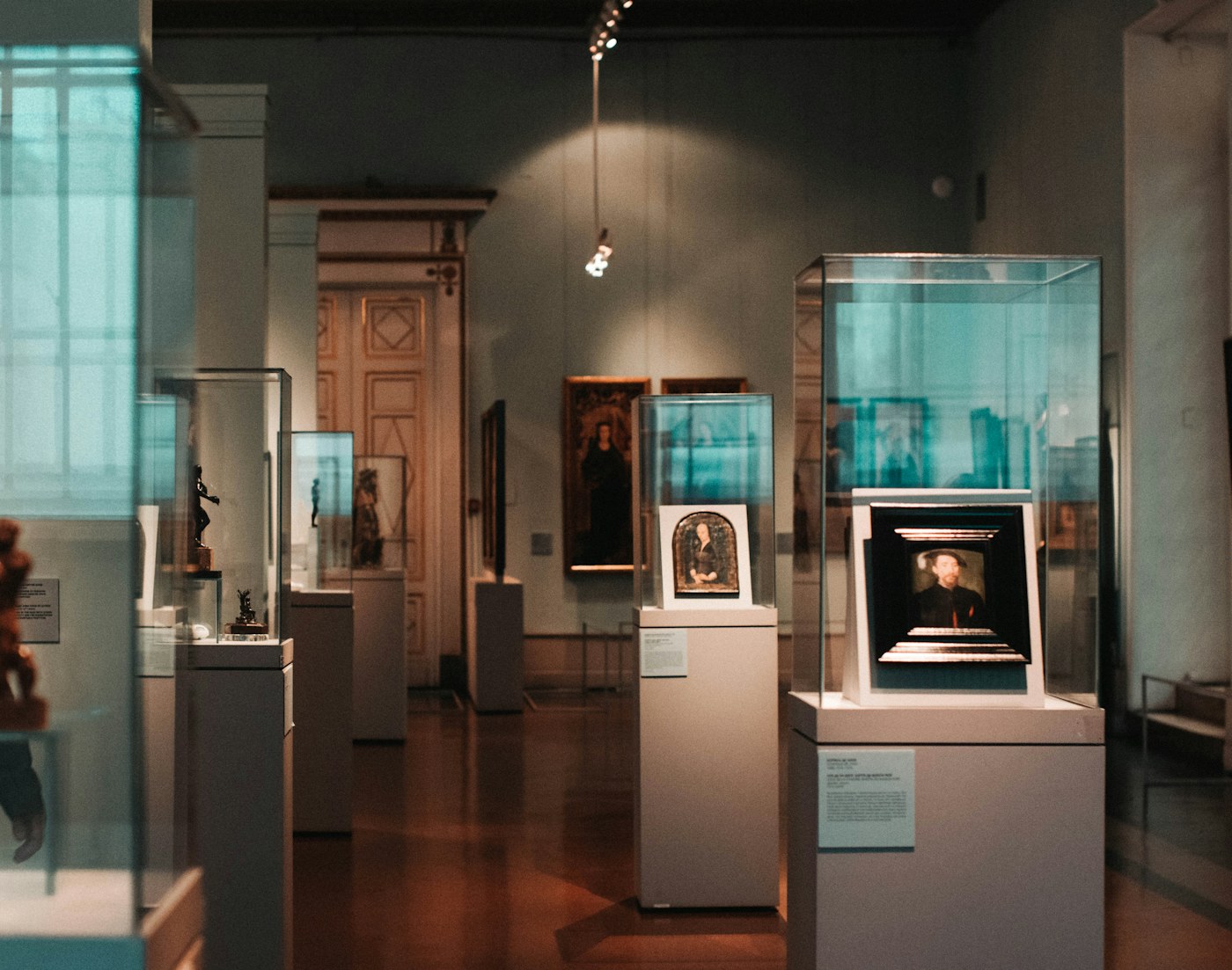Visitors inside a museum